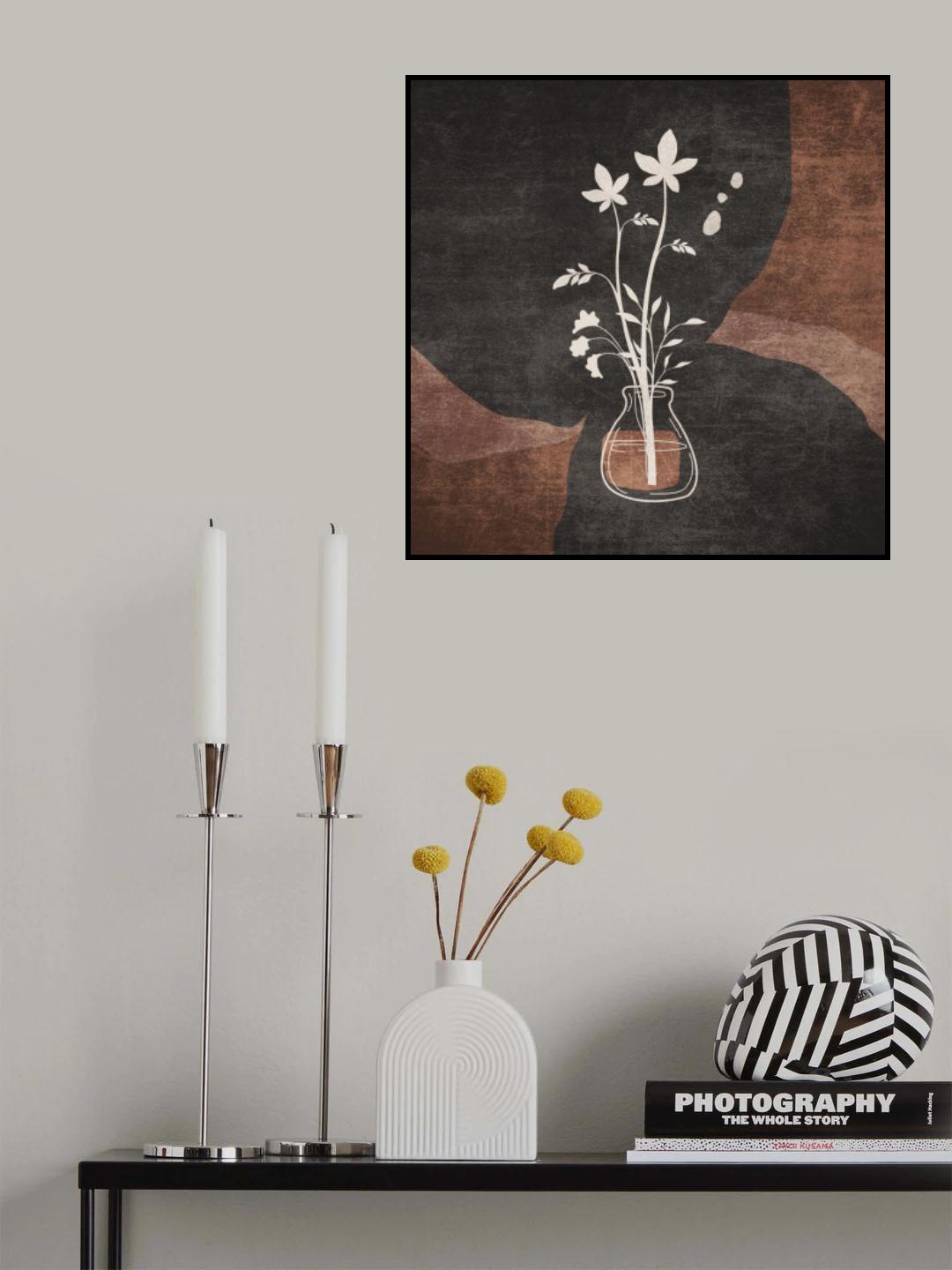 Turuncu Sulu Cicek03 Mat Renk Poster och Canvastavla