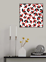 3 Leaf Flowers Red Black Poster och Canvastavla