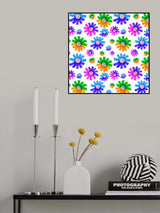 Fancy Florals Green Blue Lavender Orange Poster och Canvastavla