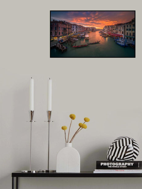 Grand Canal at sunset , view from the Rialto bridge , Venice . Poster och Canvastavla