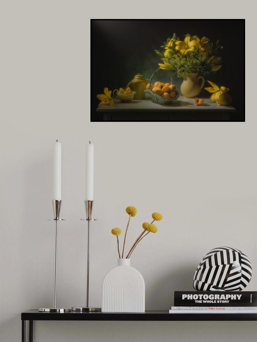 Yellow Lilies and Peaches Poster och Canvastavla