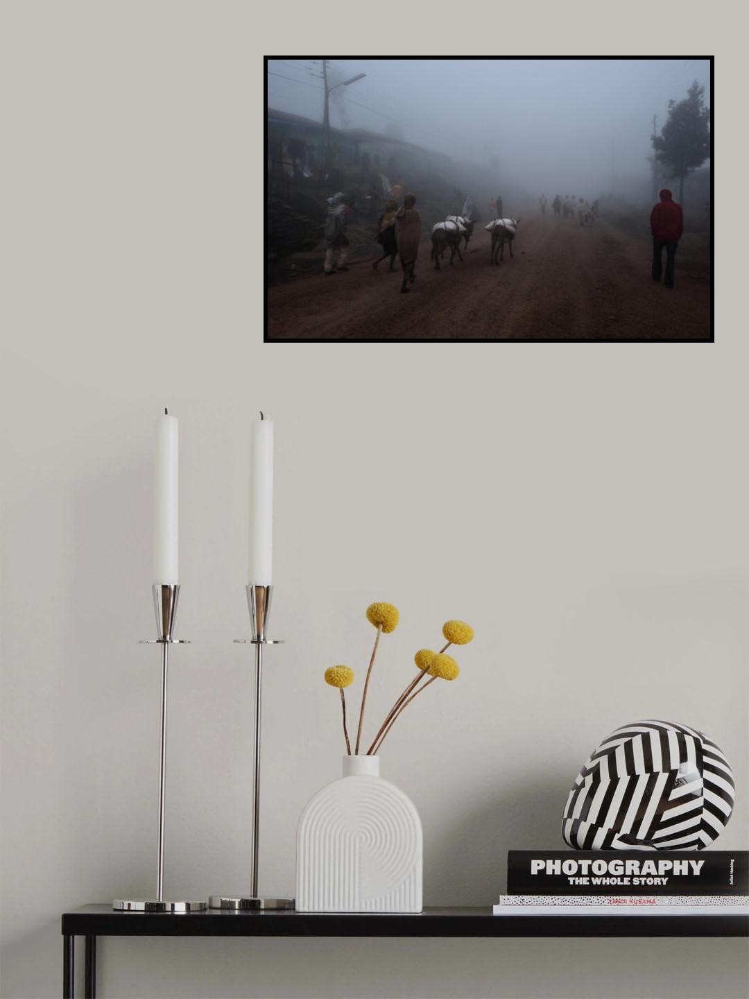 Fog in a village in the highlands of Ethiopia. Poster och Canvastavla