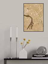 Sepia vintage map of Toulouse downtown France Poster och Canvastavla