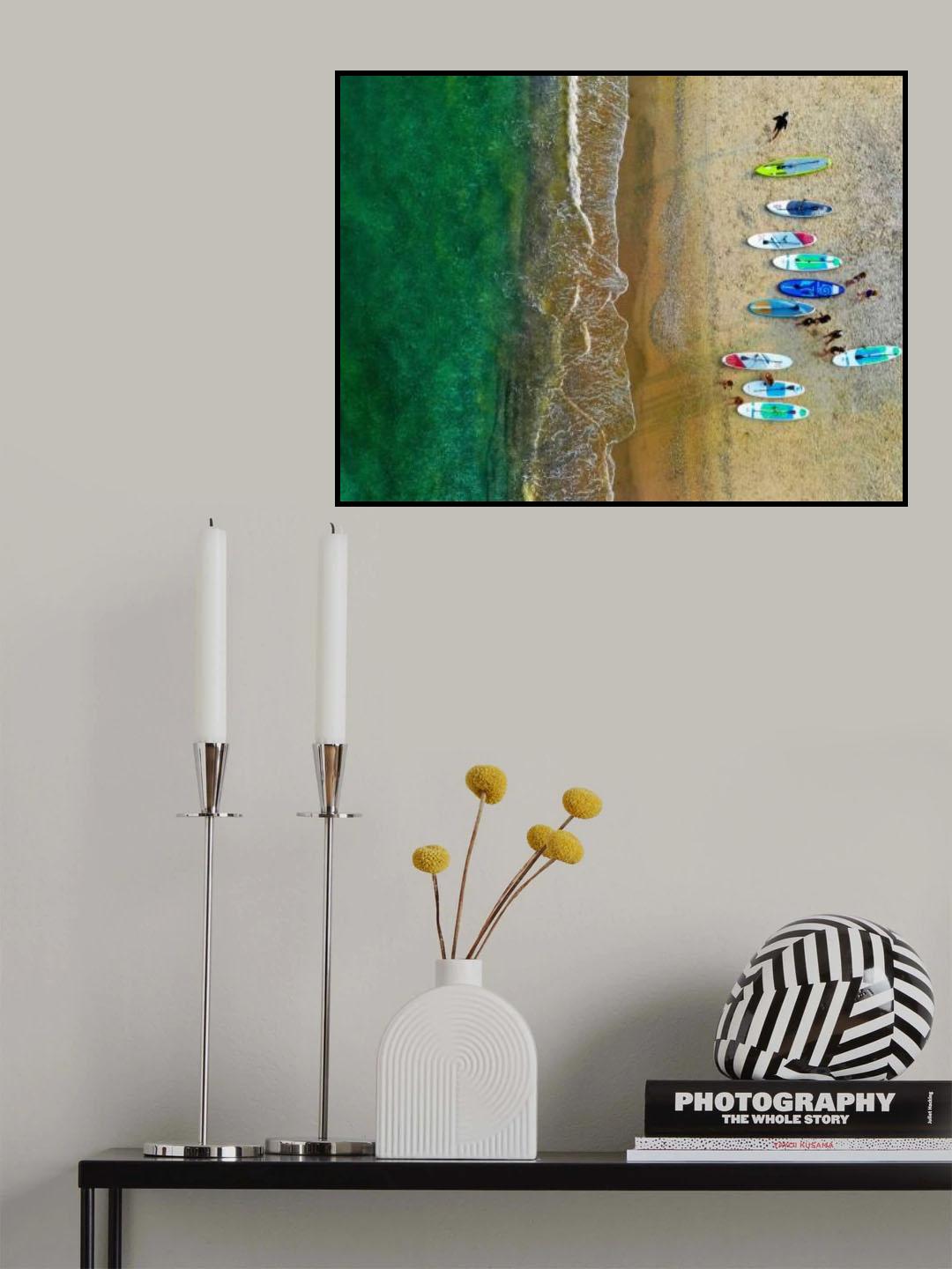 Early morning beach activities. Poster och Canvastavla