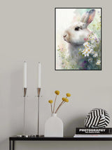 Rabbit and Flowers 1 Poster och Canvastavla