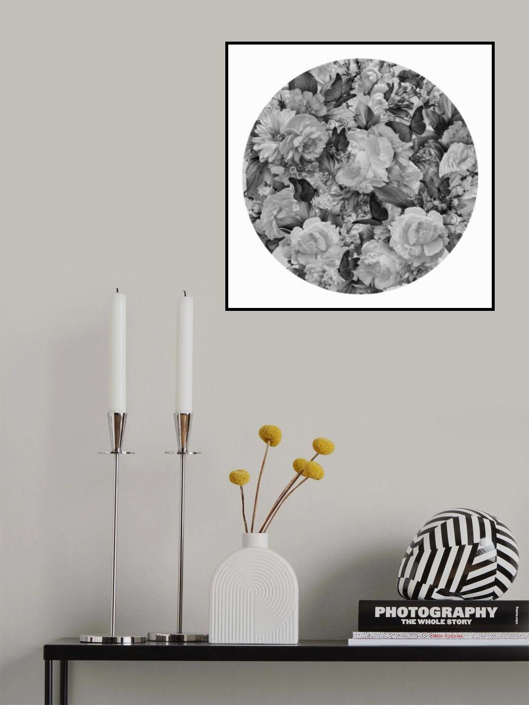 Morning Blooms Black &amp; White Poster och Canvastavla