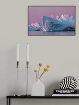 The Midnight Moon in Ilulissat Icefjord Poster och Canvastavla