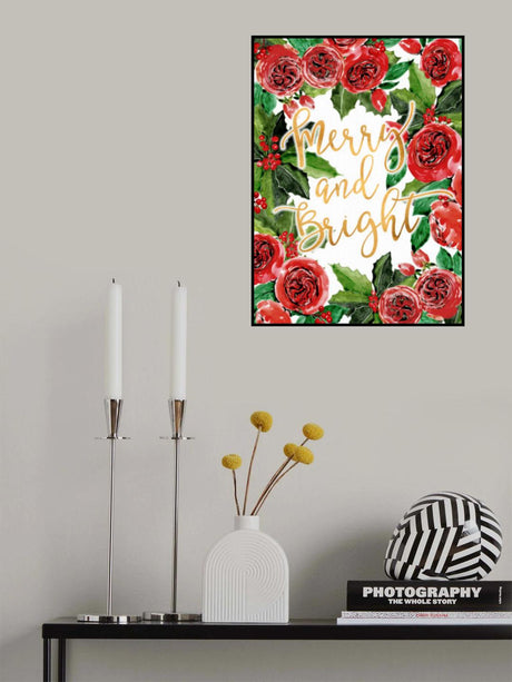 Merry and bright holiday roses Poster och Canvastavla