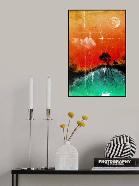 Moon, horse, tree and lighthouse Poster och Canvastavla