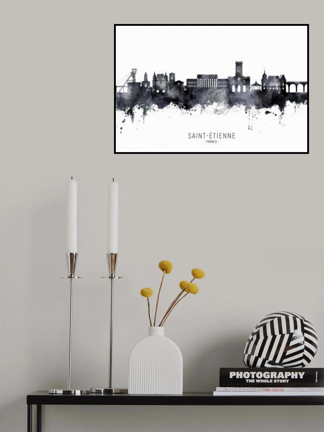 Saint-Étienne France Skyline Poster och Canvastavla