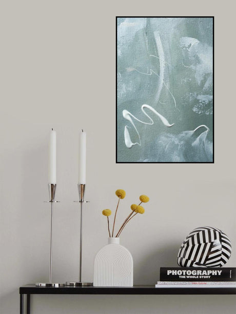 Green and White Acrylic No 1 Poster och Canvastavla