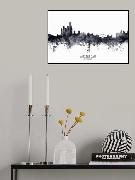 Amsterdam The Netherlands Skyline Poster och Canvastavla
