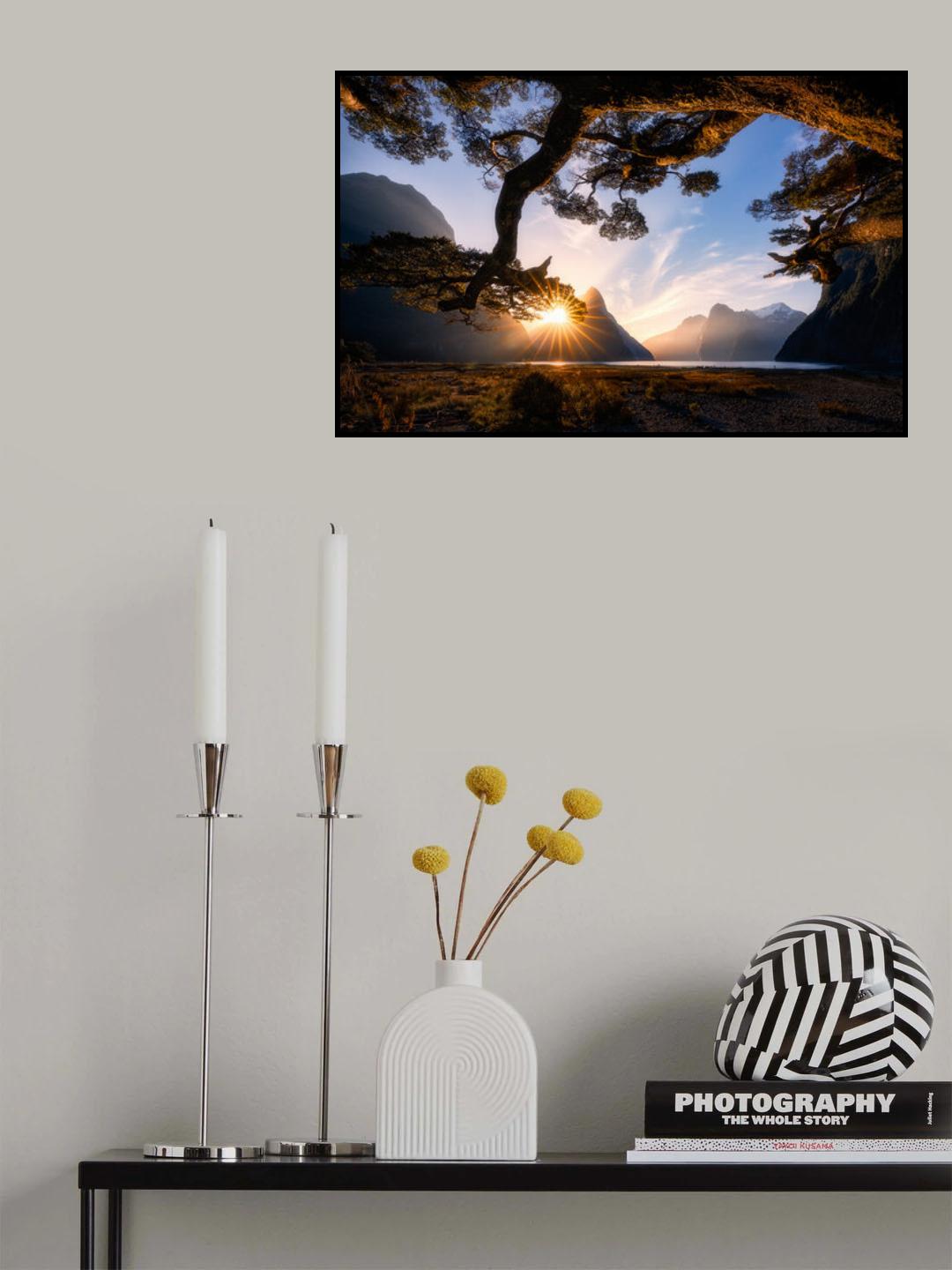 Sunny Day in Milford Sound Poster och Canvastavla