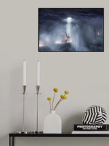 The lighthouse in the stormy night Poster och Canvastavla