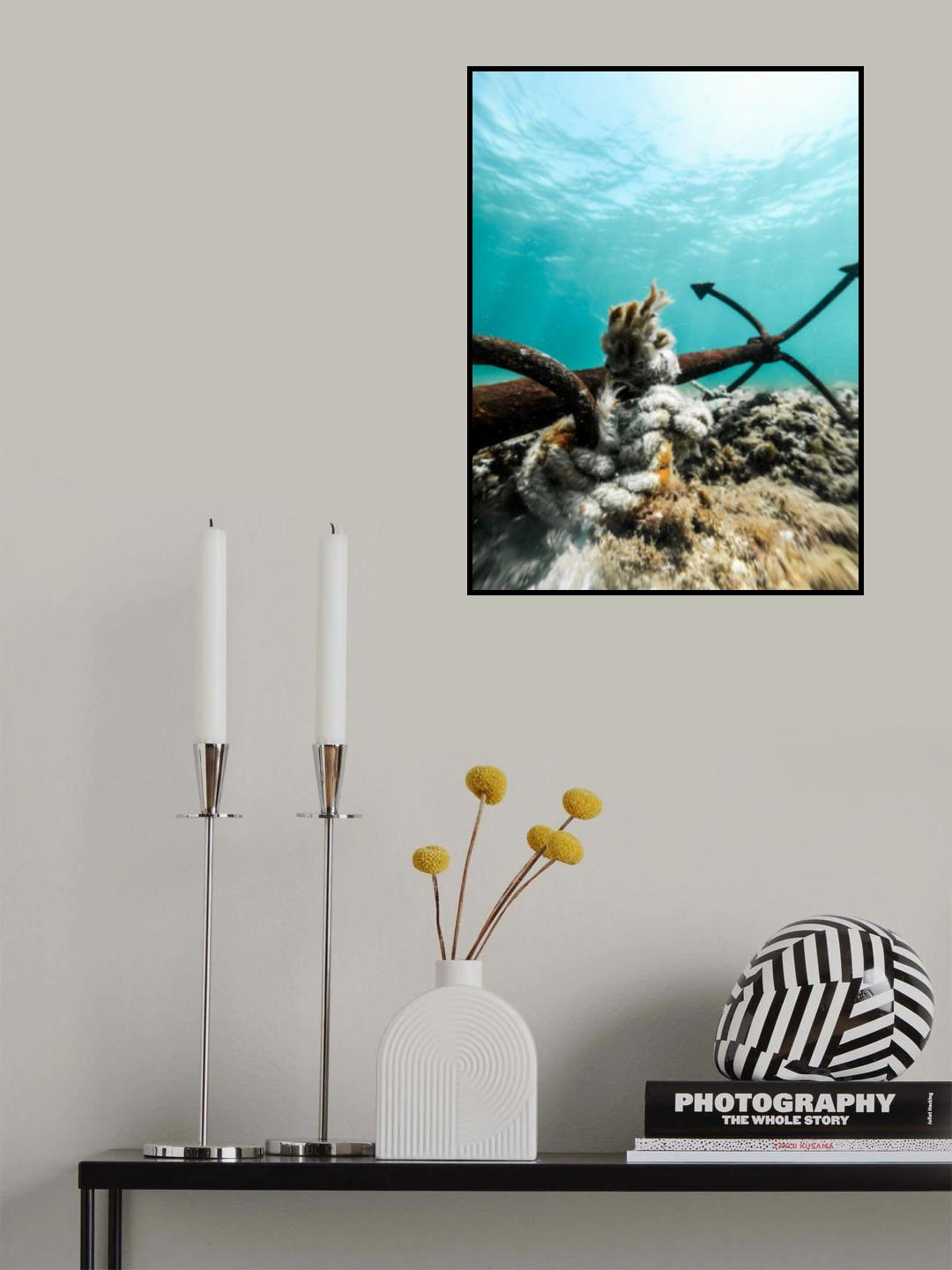 Details of anchor underwater Poster och Canvastavla
