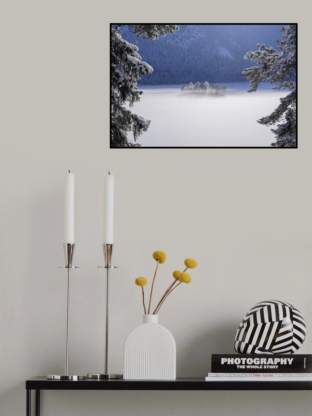 fog over frozen lake Poster och Canvastavla