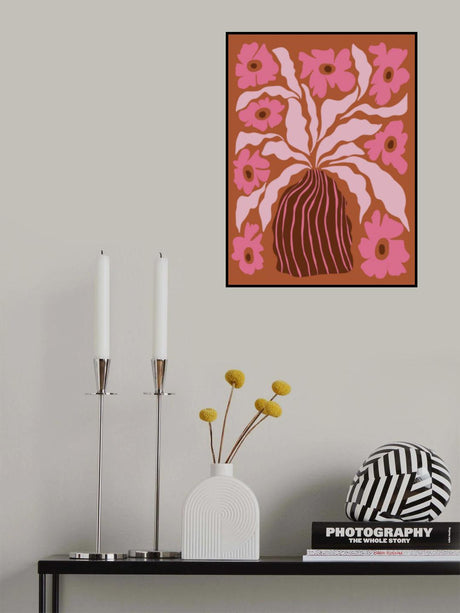 Mid-century blooming pot Poster och Canvastavla