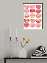 Pretty Pink Coffee Cups Poster och Canvastavla