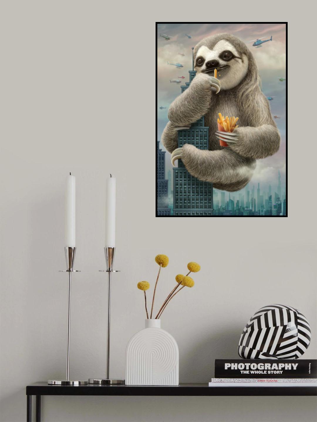 sloth climbing a building Poster och Canvastavla