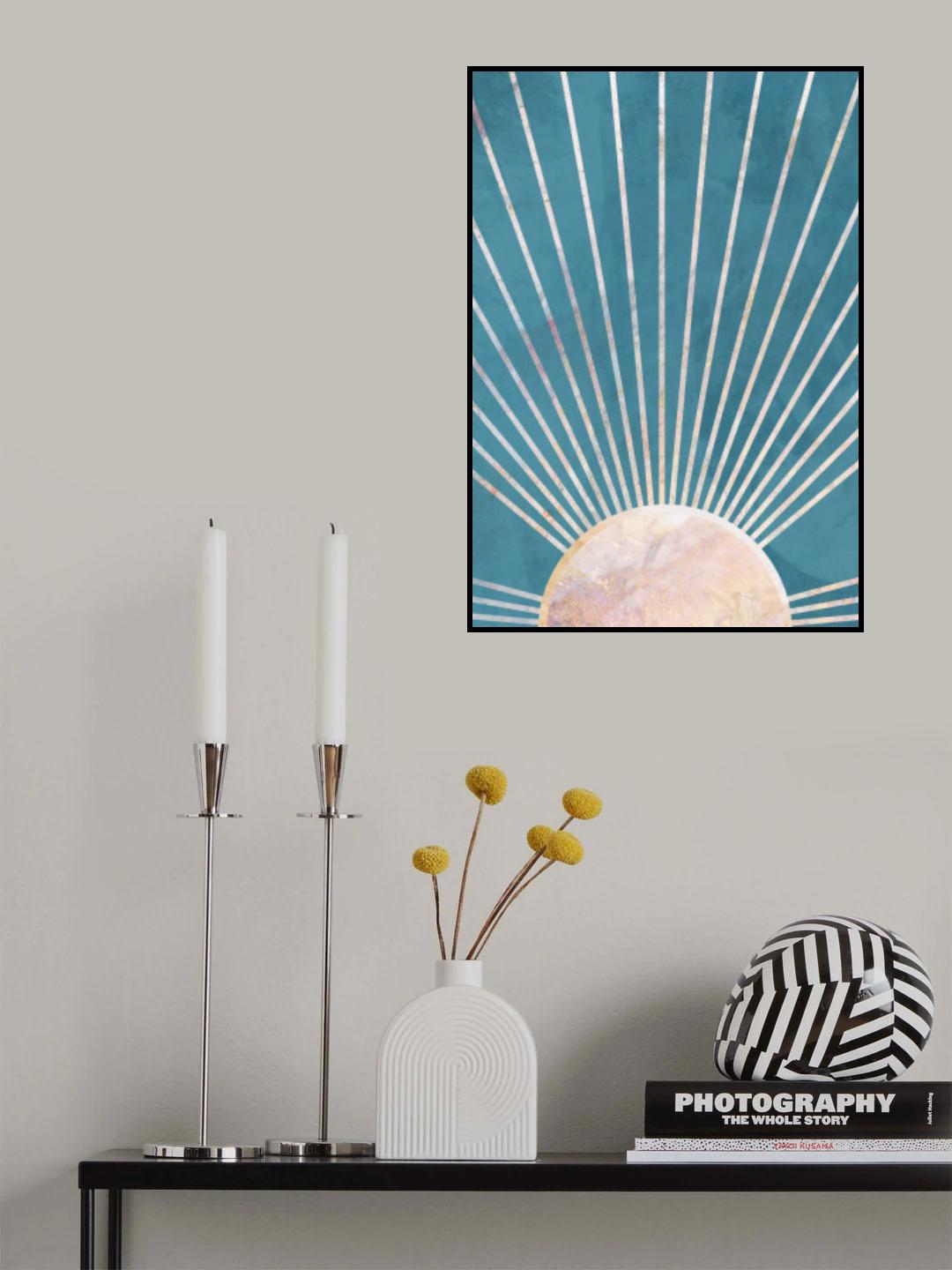 Blue Gold Sun Poster och Canvastavla