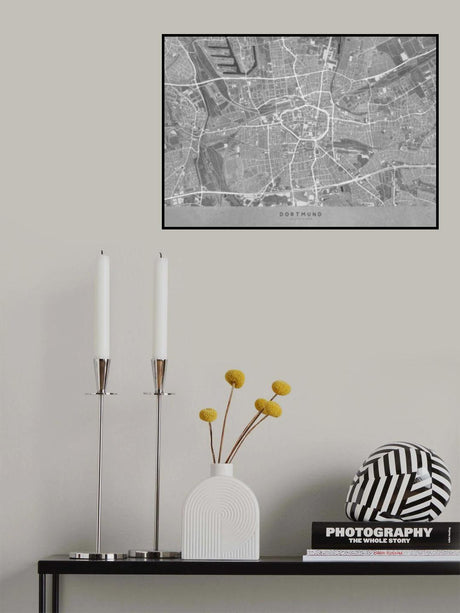 Gray vintage map of Dortmund Germany Poster och Canvastavla