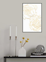 Sally's peonies in gold Poster och Canvastavla