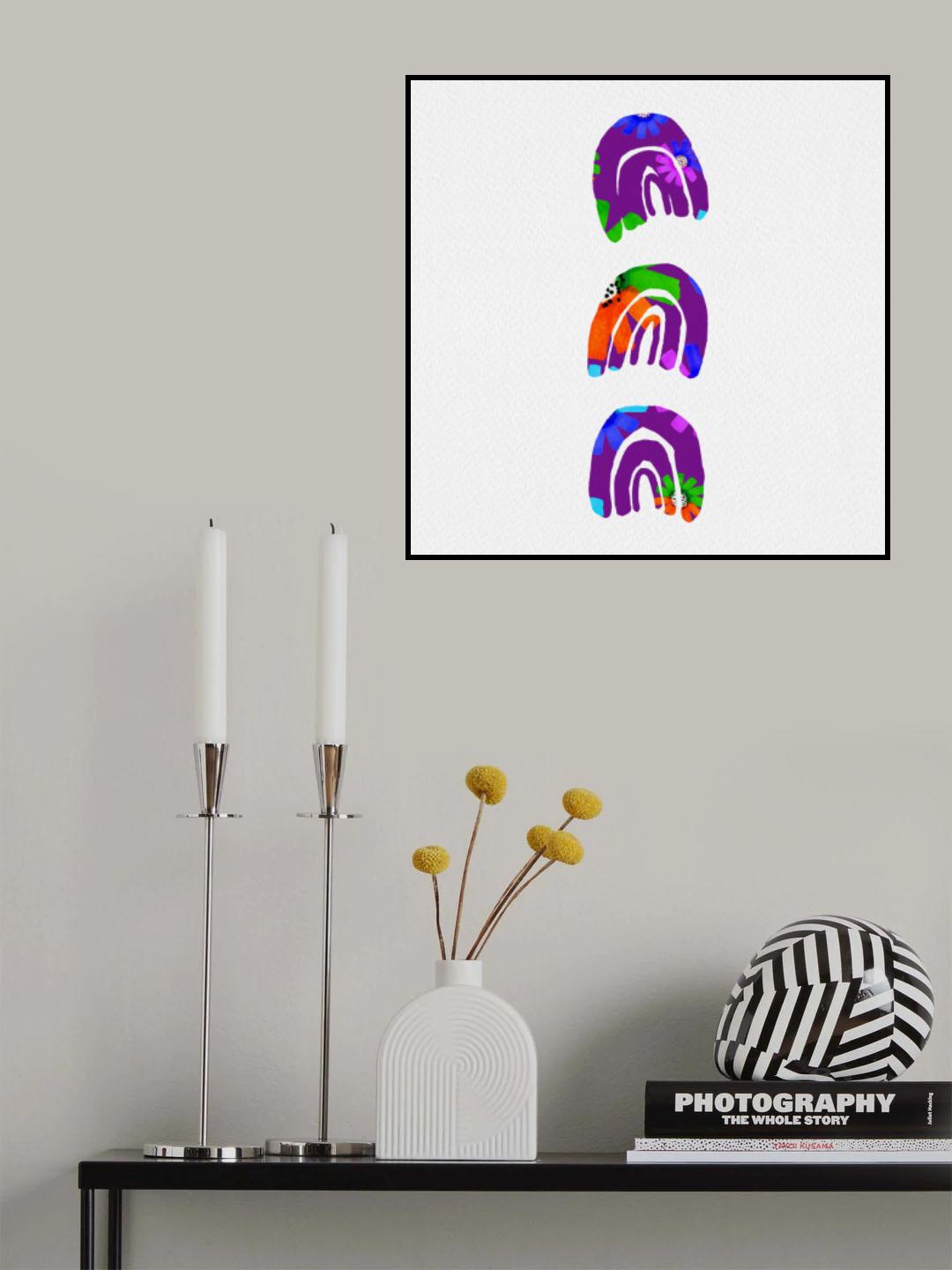 Floral Triple Rainbow Poster och Canvastavla
