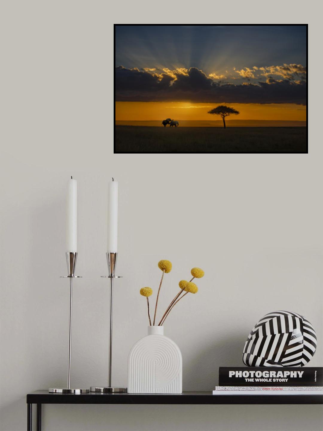 Sunset in Masai Mara Poster och Canvastavla
