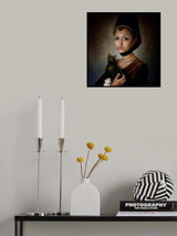 Portrait of a girl with black cat Poster och Canvastavla