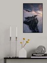 Rushing Water under the Mountain Peak Poster och Canvastavla