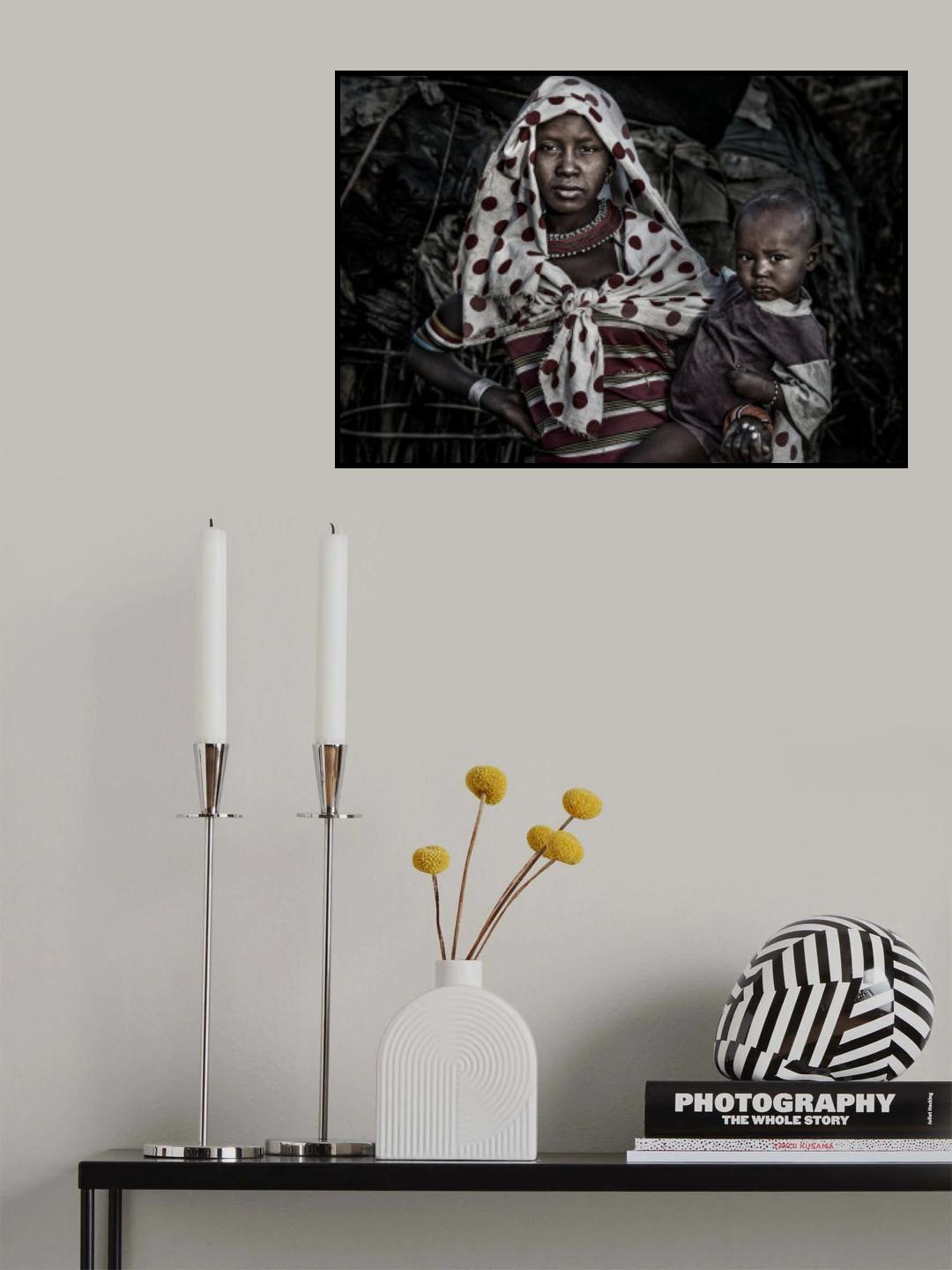 Samburu tribe woman and her child-Kenya Poster och Canvastavla