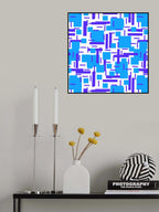Shapely Overlap Navy Turquoise Geometric Abstract Poster och Canvastavla
