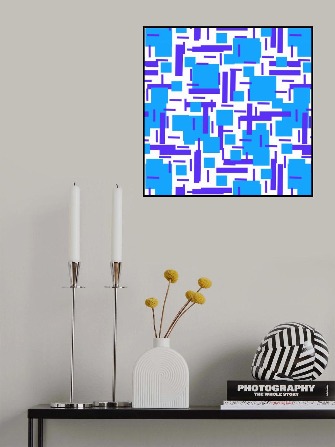 Shapely Overlap Navy Turquoise Geometric Abstract Poster och Canvastavla