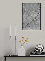 Gray vintage map of Munich downtown Germany Poster och Canvastavla