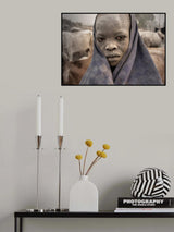 very early in the morning at a mundari camp Poster och Canvastavla