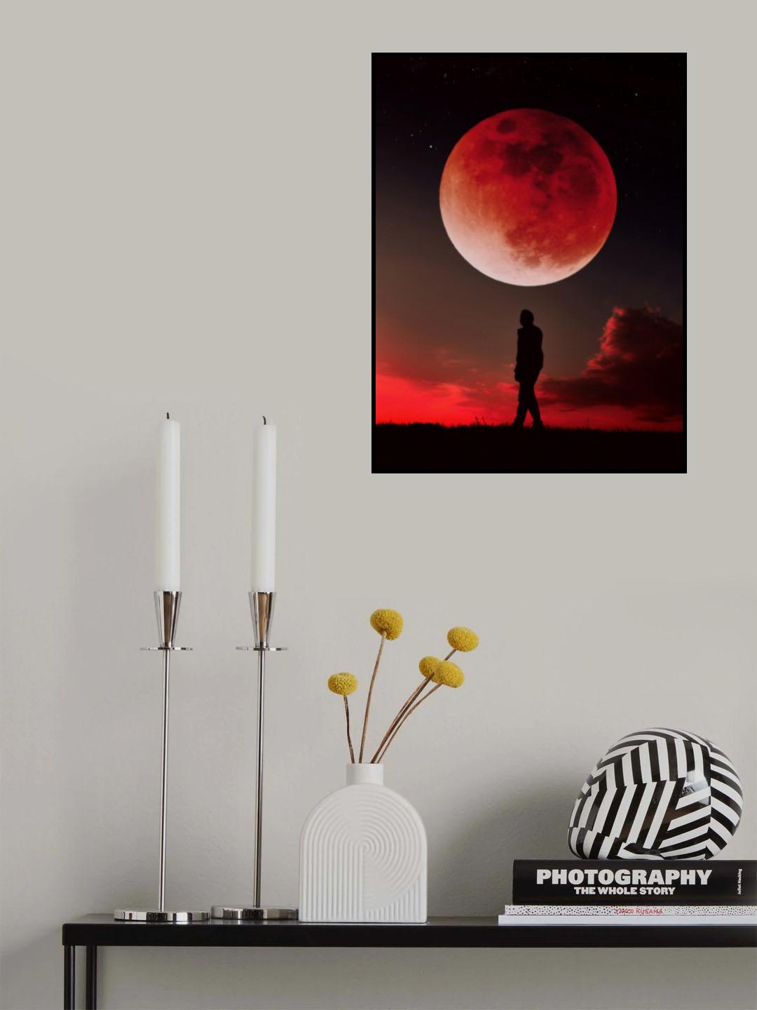 Red Full Moon Poster och Canvastavla