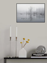 Flooded landscape in fog Poster och Canvastavla