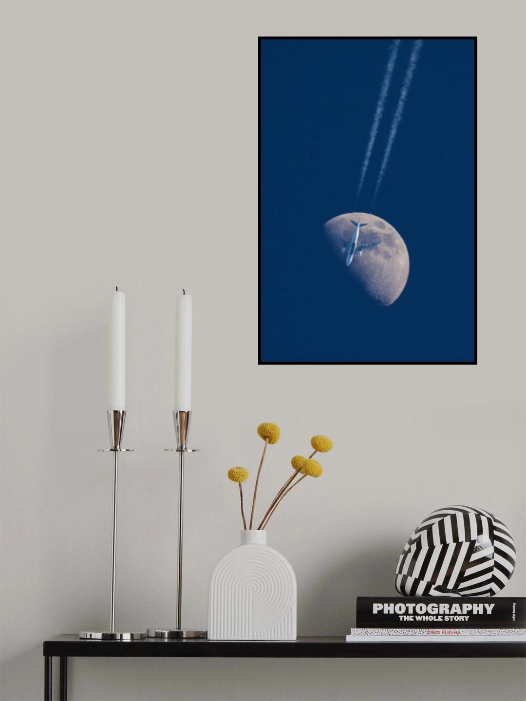Plane on the Moon Poster och Canvastavla