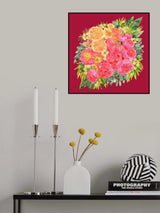 Rekha floral bouquet in watercolor an red Poster och Canvastavla