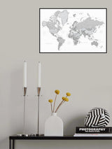 Gray world map with cities, Chas Poster och Canvastavla
