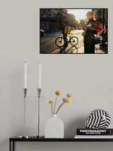 Lady with tulips at sunset Poster och Canvastavla