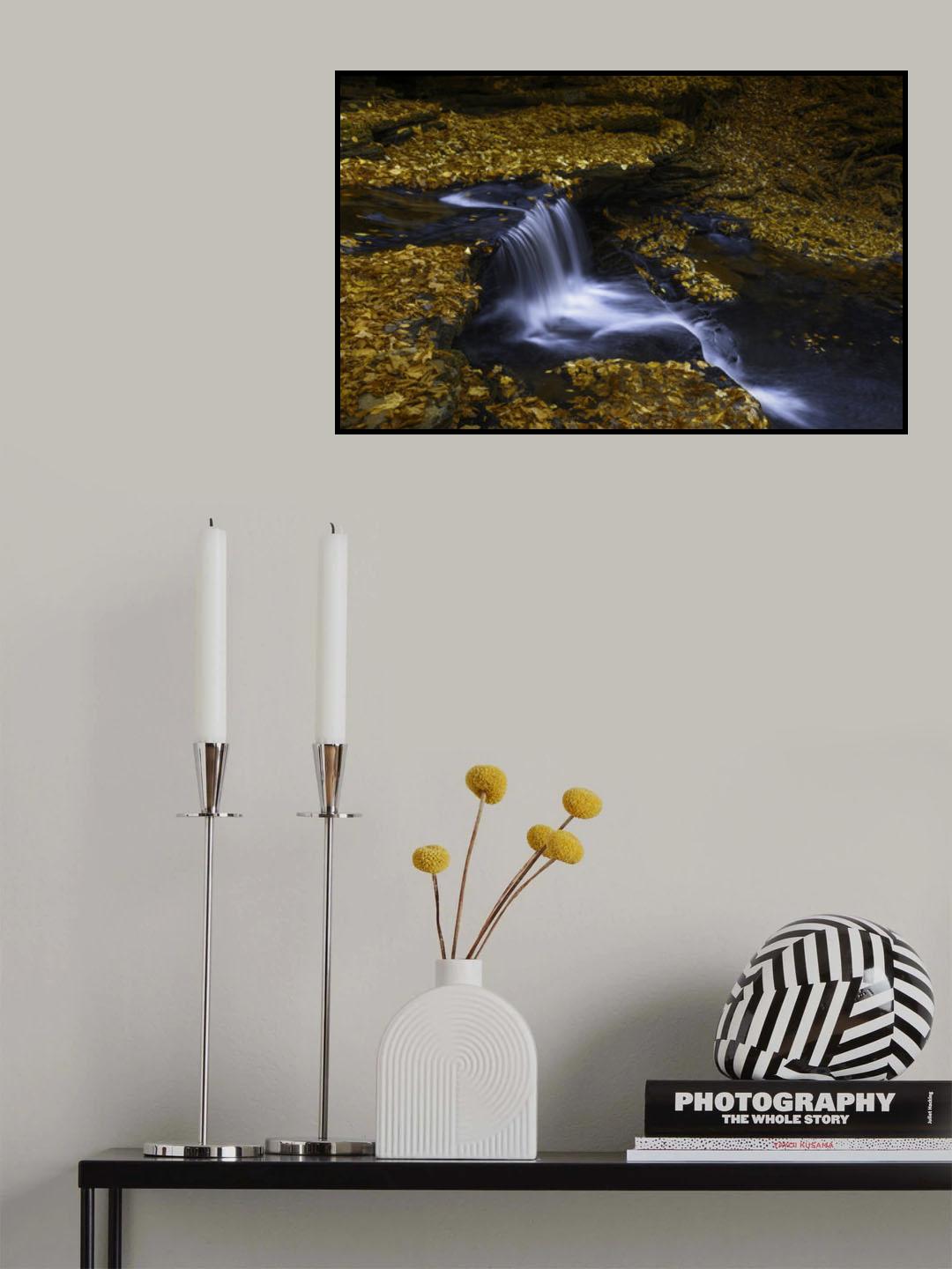 Autumn Waterfall Poster och Canvastavla