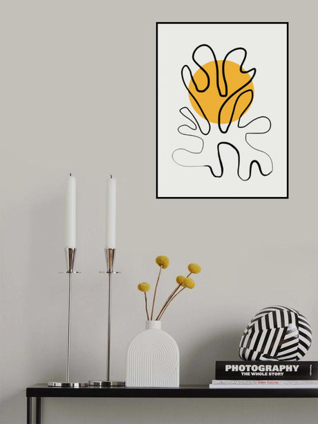 Minimalist Coral and Sun Poster och Canvastavla