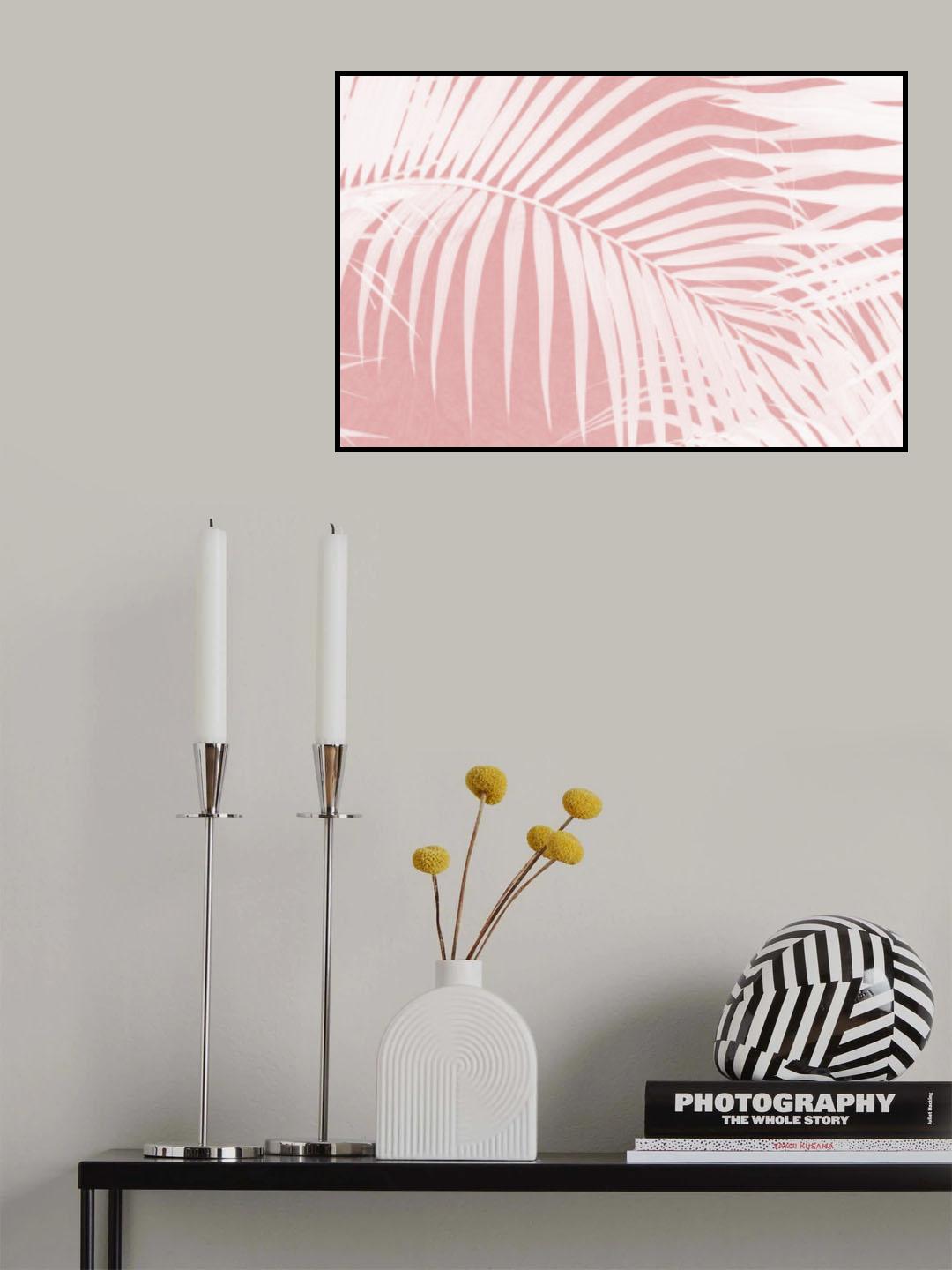 Palm Leaves On Pink Silhouette IV Poster och Canvastavla