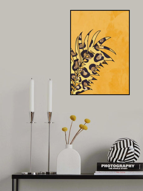 Yellow leopard print palm leaf Poster och Canvastavla