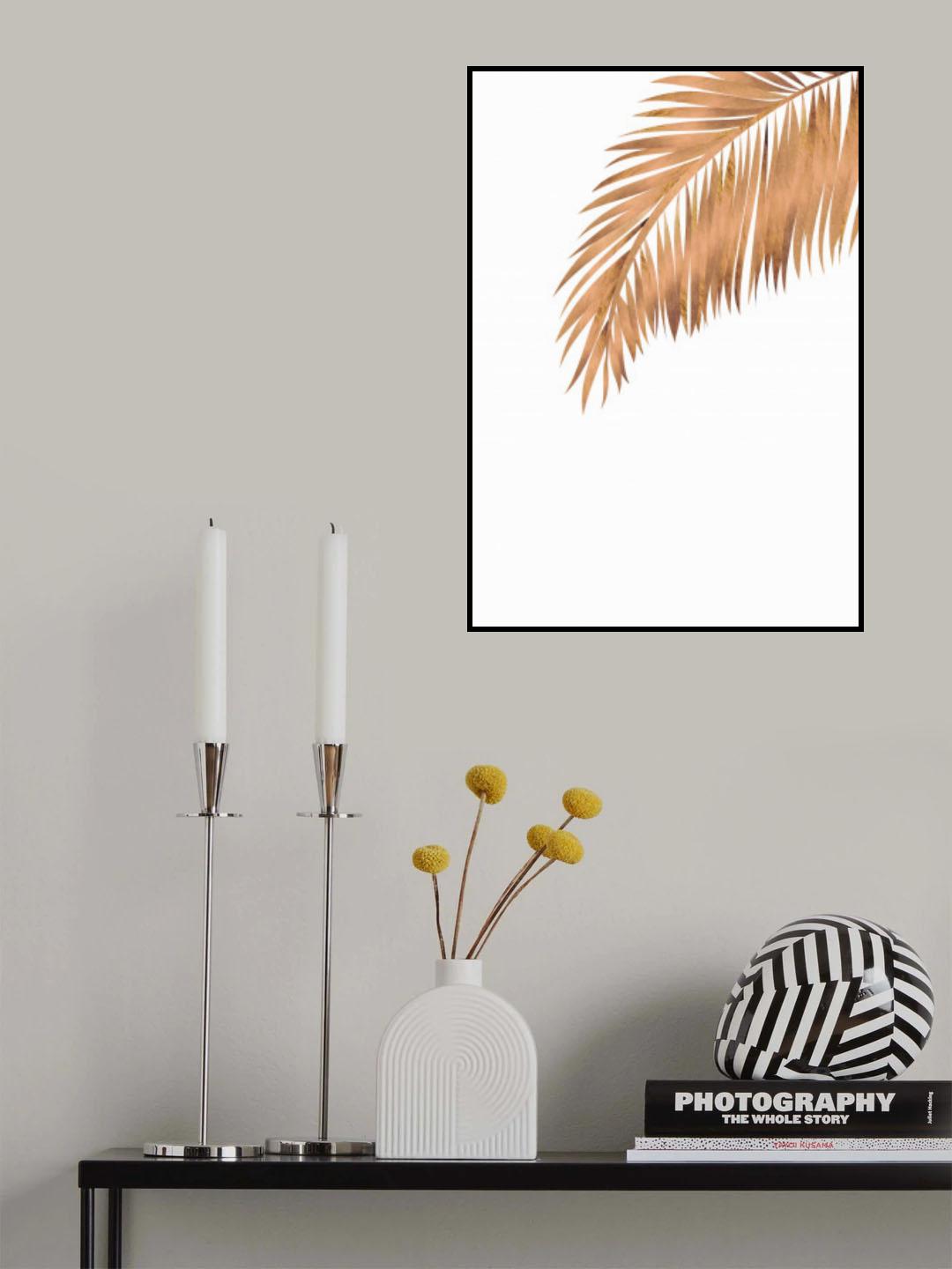 Gold Copper palm leaf 3 Poster och Canvastavla