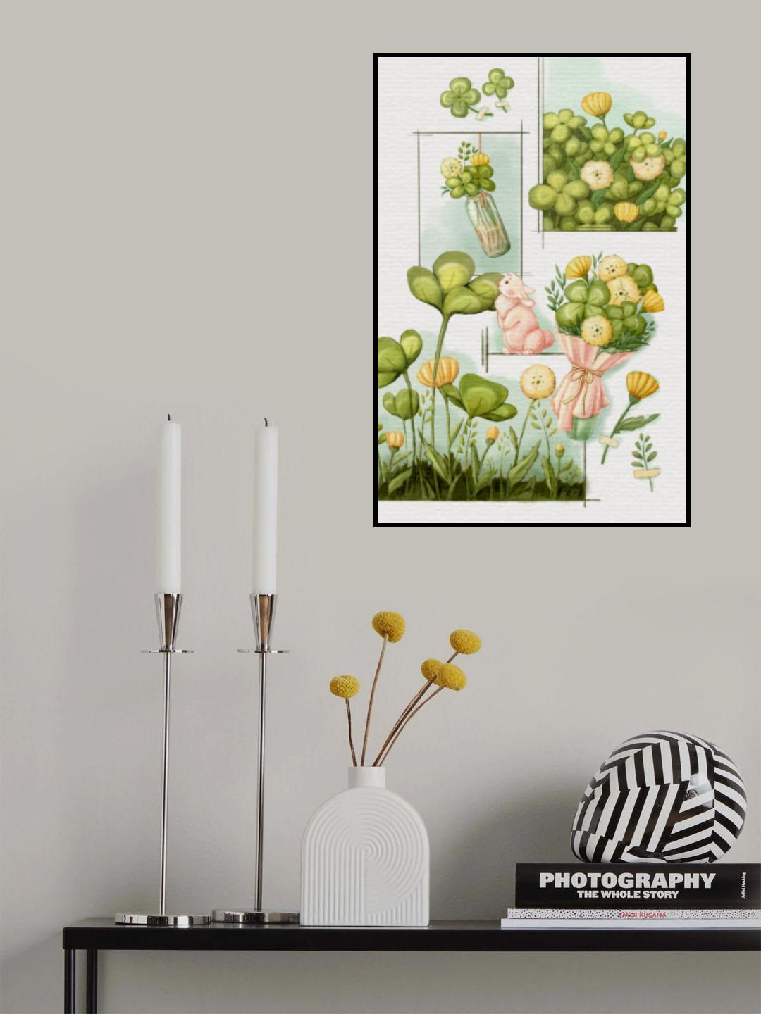 Lucky clover and Bunny Poster och Canvastavla