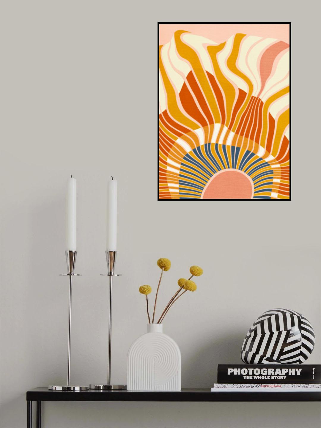 Rainbow Plus Shapes  Blue Mustard12 Poster och Canvastavla