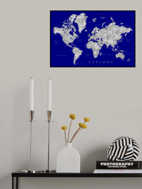 Explore world map with cities, Valrie Poster och Canvastavla