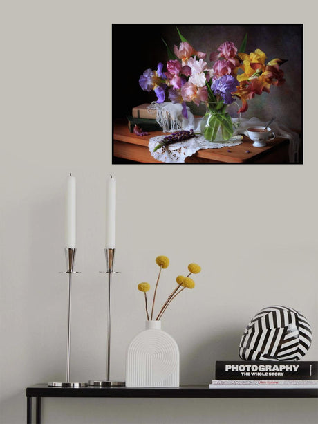 With a bouquet of irises Poster och Canvastavla